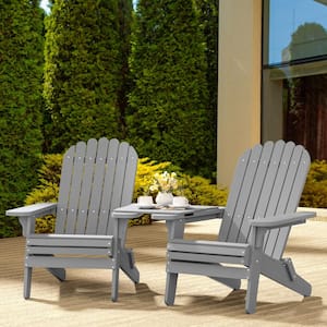 Gray Adirondack Chairs with Connecting Tray (Set of 2)