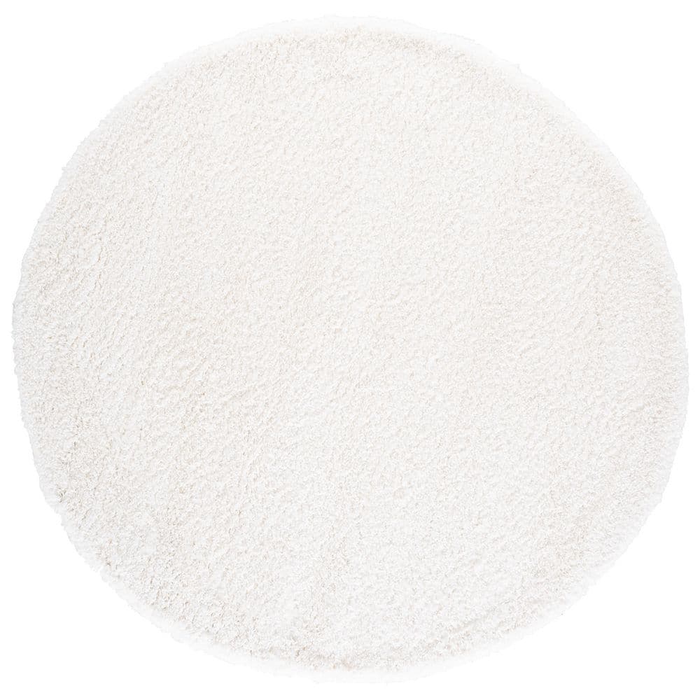 White Full Rug SAFAVIEH Shag 8 ft. x 8 ft. White Solid Color Round Rug SG151-1010-8R ...