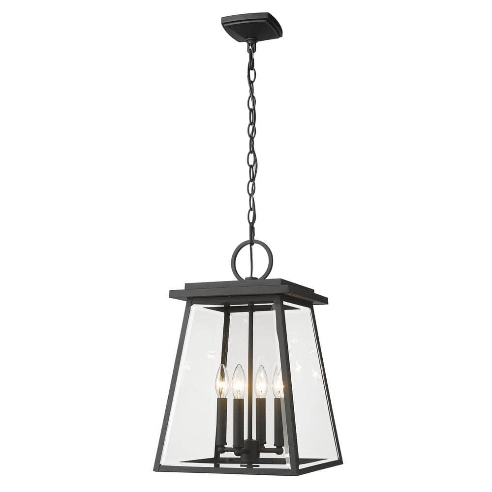 Broughton 4-Light Black Outdoor Pendant Light