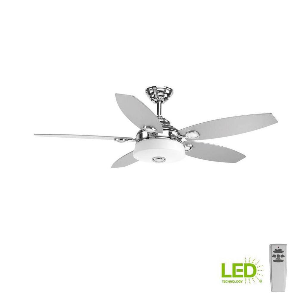 Graceful 54" Polished Chrome LED Ceiling Fan with Remote