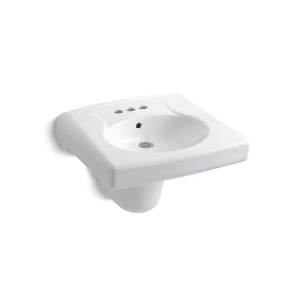 22.188 in. Wall Mount Vitreous China 1-Compartment Commercial Sink in White