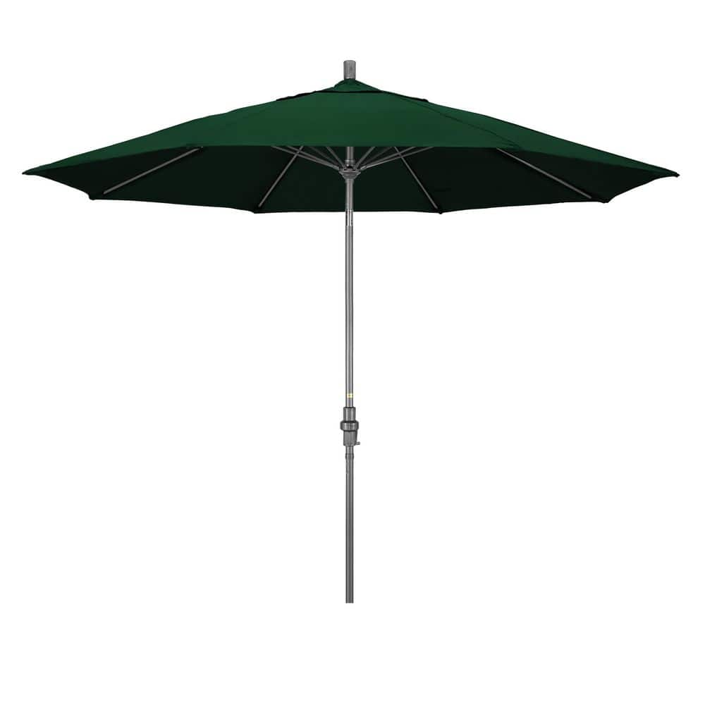 11 ft. Grey Aluminum Market Patio Umbrella Fiberglass Ribs Collar Tilt Crank Lift in Forest Green Sunbrella price history on PriceWatchPro