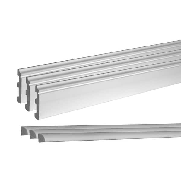 American Pro Decor 1/2 in. D x 3-1/8 in. W x 96 in. L Unfinished Recycled Polystyrene Baseboard Moulding Kit (3-Pack)