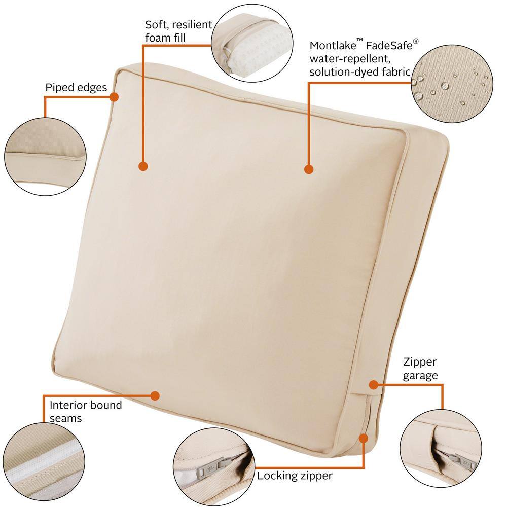 Antique Beige Polyester Outdoor Lounge Chair Back Cushion