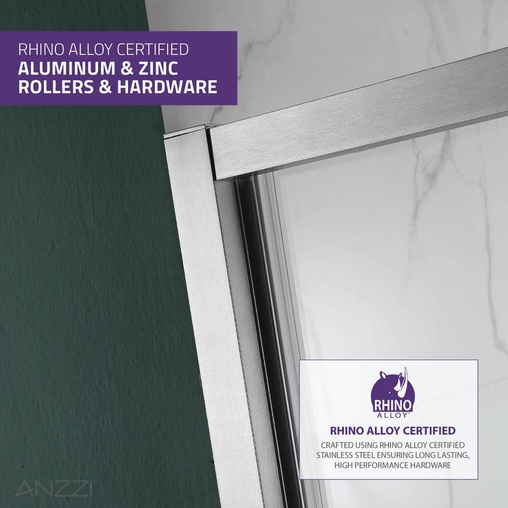 72" x 60" Brushed Nickel Framed Sliding Shower Door