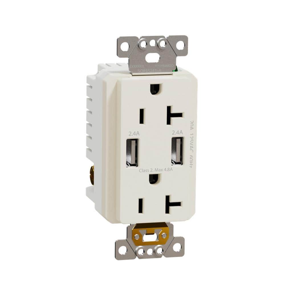 X Series 20 Amp 125V Tamper Resistant Indoor USB A/A 4.8 Amp Duplex Decorator Outlet Back Wire Clamps Matte Light Almond price history on PriceWatchPro
