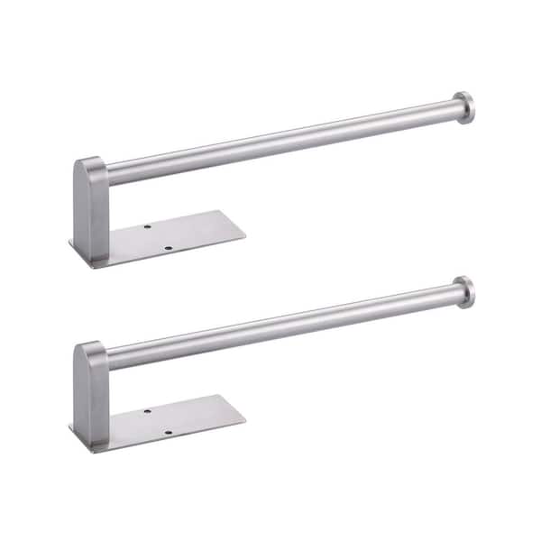 AVITAS Wall Mount Drilled Stainless Steel Paper Towel Holders Under Cabinet for Kitchen in Brushed Nickel (2 Pack)