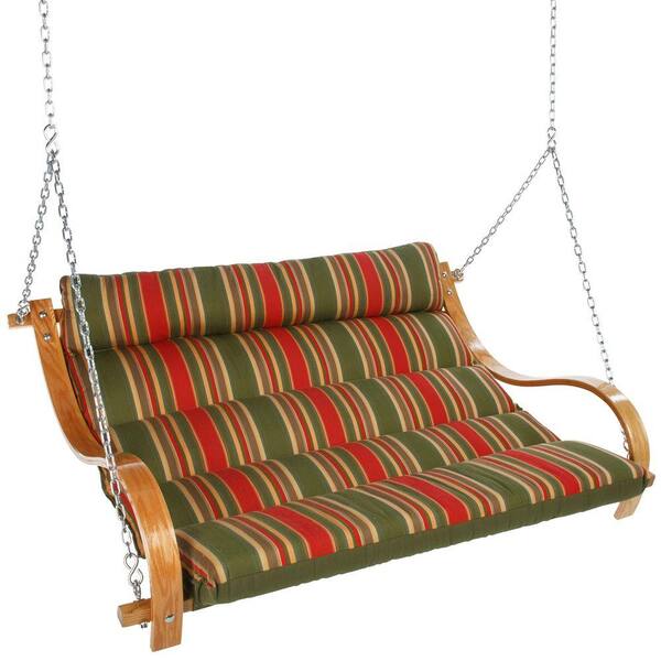 Unbranded Double Cushion Swing with Oak Arms-Trellis Garden
