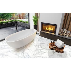 Raphael Gray 24 in. x 48 in. Polished Porcelain Stone Look Floor and Wall Tile (16 sq. ft./Case)