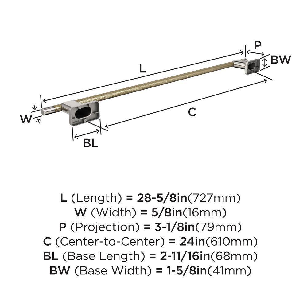 24 Inch Polished Nickel Golden Champagne Wall Mounted Towel Bar