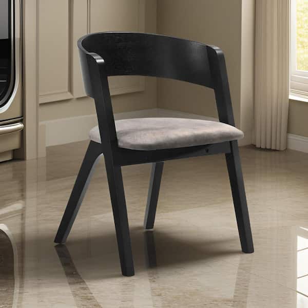 Benjara Black and Brown Faux Leather Round Back Dining Chair (Set of 2)