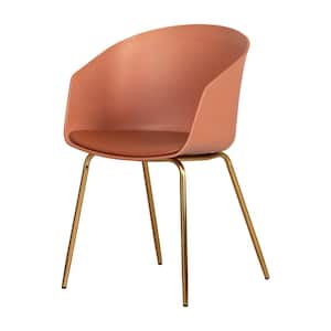 Flam Chair with Metal Legs, Burnt Orange and Gold