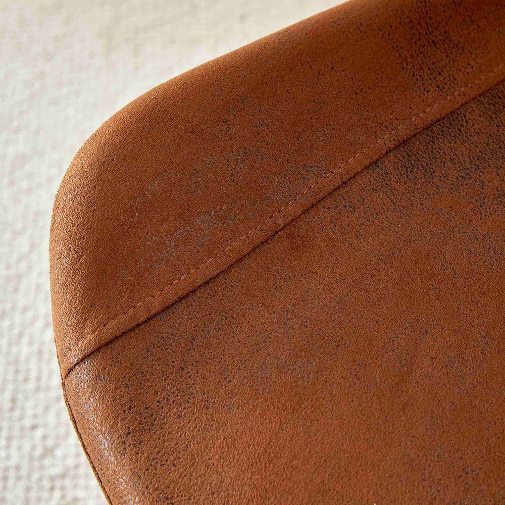 Brown Suede Upholstered High Back Side Chair Set with Metal Legs
