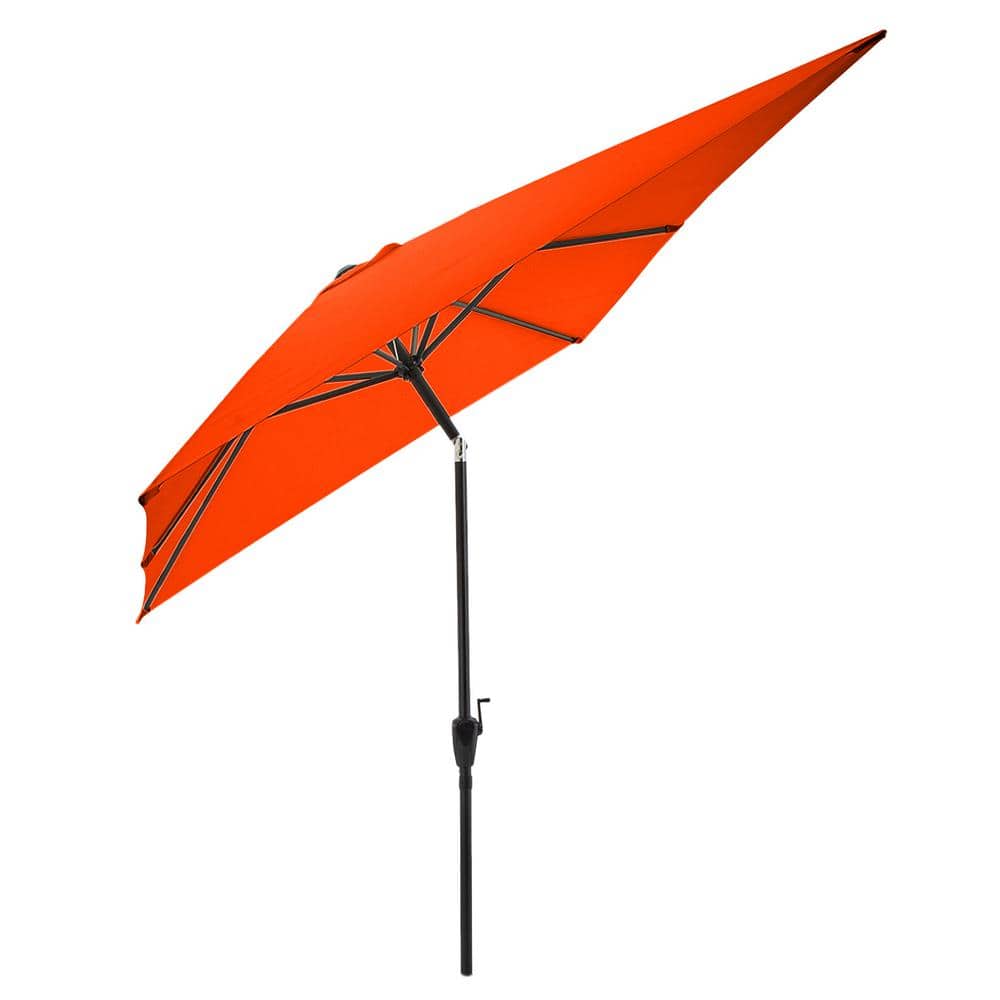 Pure Garden 10-ft Orange Rectangular Patio Umbrella with Black Steel Frame