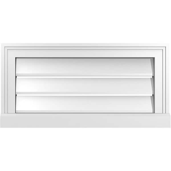 Ekena Millwork 24" x 12" Vertical Surface Mount PVC Gable Vent: Functional with Brickmould Sill Frame