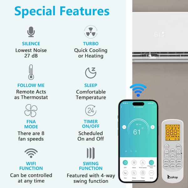 Karl home 19 SEER2 27000 BTU 2.25-Ton 3-Zone WIFI Ductless