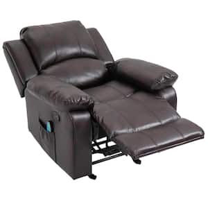 Brown Ergonomic Faux Leather 8-Point Massage Recliner with Side Pocket and Remote Control