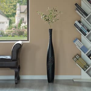 33.5 in. Brown with Cobbled Stone Pattern, Contemporary Bottle Shape Decorative Floor Vase
