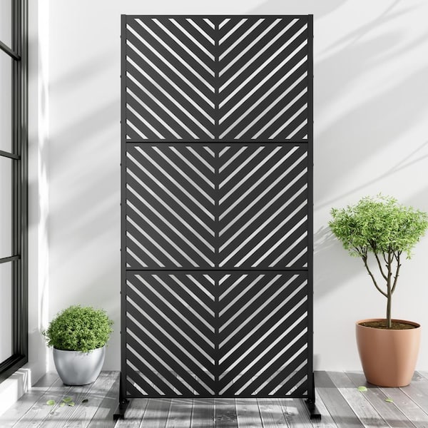Dovelina 72 in. H x 35 in. W Wall Sculptures Outdoor Privacy Screens Garden Fence Parallel in Black