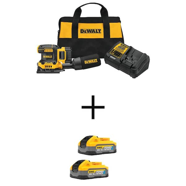 DEWALT 20-Volt Max XR Cordless Brushless 1/4 Sheet Variable Speed Sander w/(2) 5Ah Powerstack and (1) 5Ah Batteries and Charger