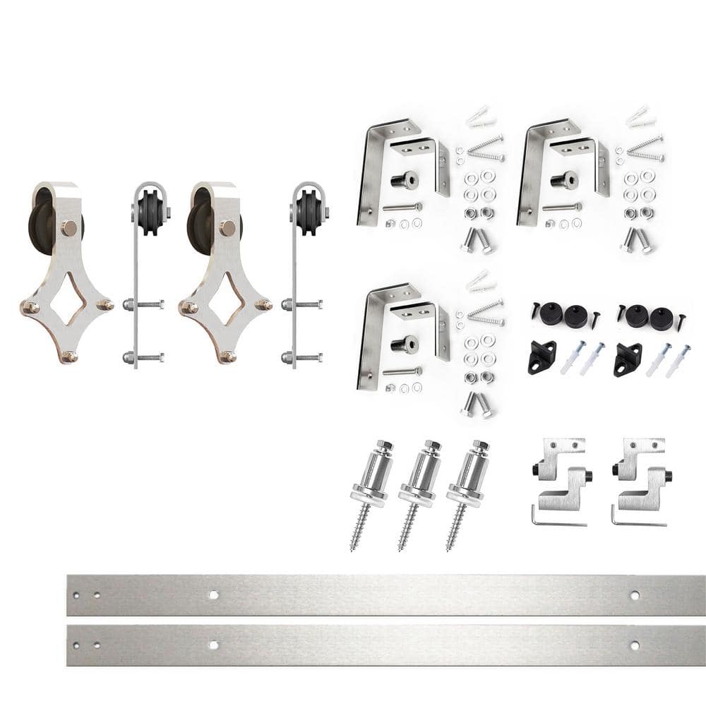 4 ft./48 in. Brushed Nickel Double Track Bypass U-Shape Sliding Barn Door Hardware Kit - Diamond Design Roller price history on PriceWatchPro