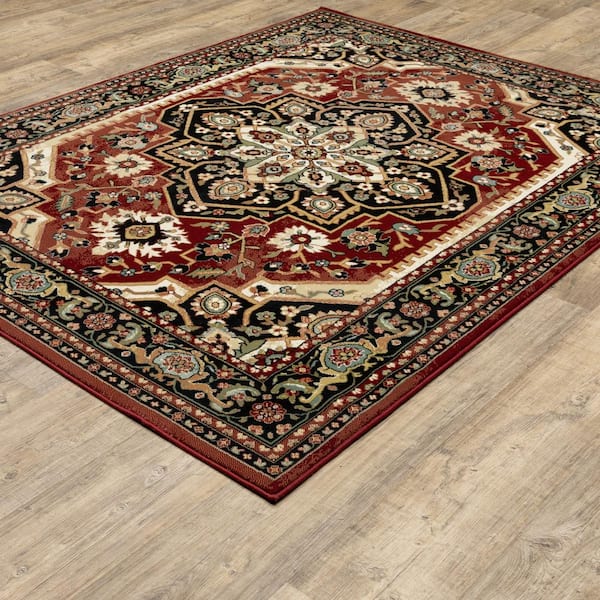 Payless Rugs Clearance Belvedere Scroll Red Area Rug - 7 ft