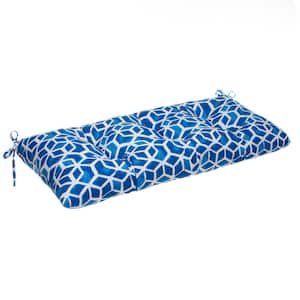 Cubed 44 in. x 18.5 in. x 6 in. Outdoor Tufted Rectangular Loveseat Cushion in Blue