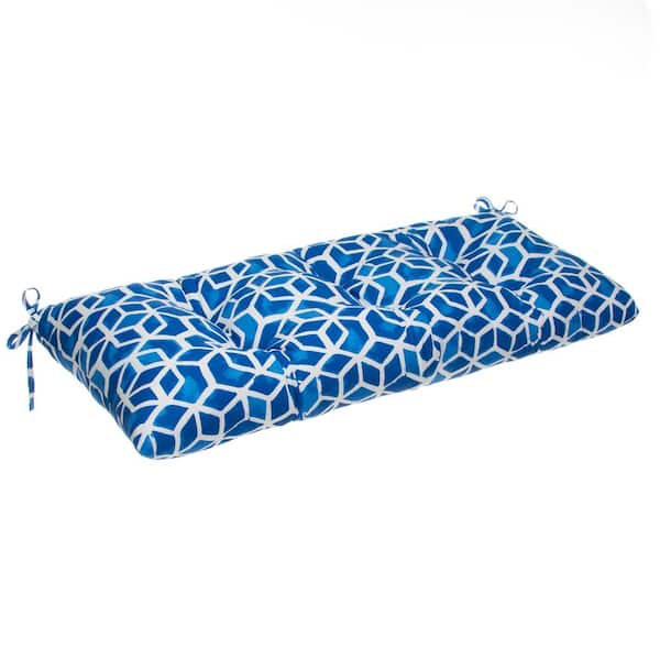 Grouchy Goose Cubed 44 in. x 18.5 in. x 6 in. Outdoor Tufted Rectangular Loveseat Cushion in Blue