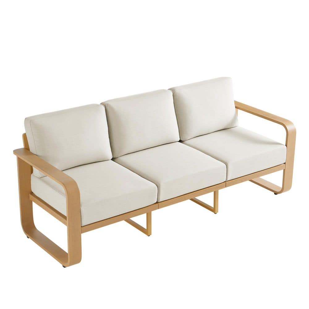【BEIGE】<Steven Alan>ポコポコ  ブラウス Spruce & Spring Sebastian Beige Wood-Grain Aluminum 3-Seat Outdoor