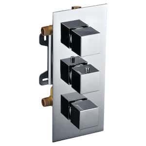 AB2701-PC 3-Handle Shower Mixer Valve with Sleek Modern Design in Polished Chrome