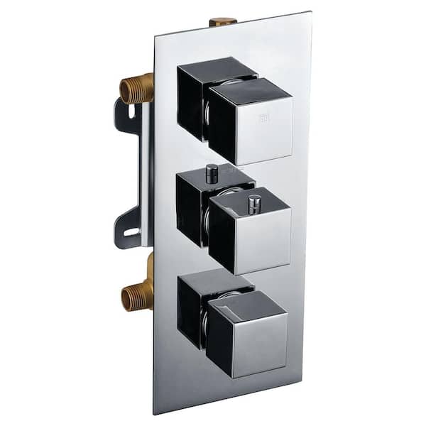 ALFI BRAND AB2701-PC 3-Handle Shower Mixer Valve with Sleek Modern Design in Polished Chrome