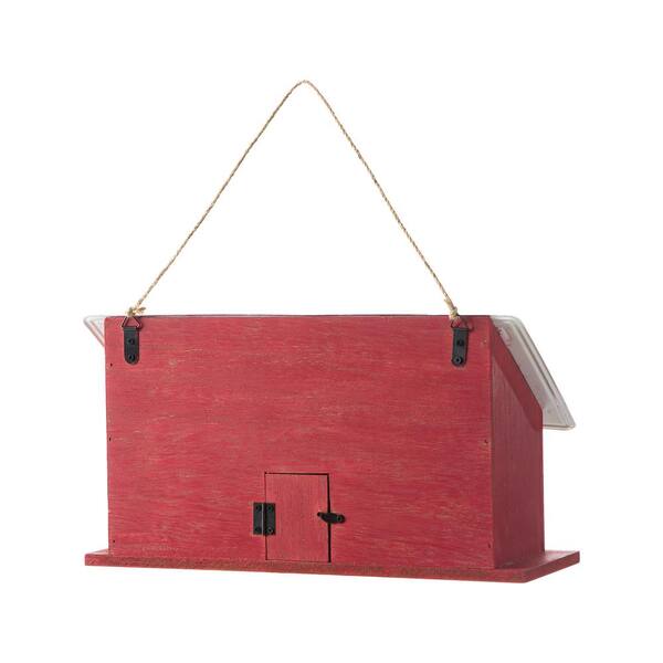 Glitzhome 14 in. L Wood/Metal Red Licence Plate Birdhouse