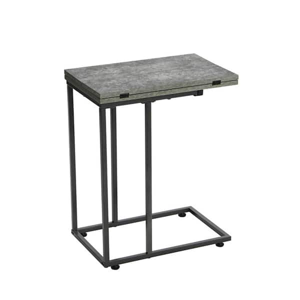 HOUSEHOLD ESSENTIALS Jamestown Folding C Table, Square, Slate Concrete  8192-1 - The Home Depot