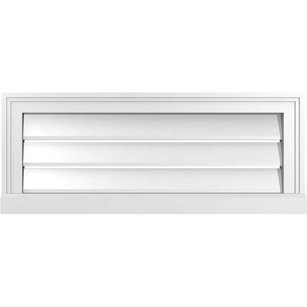 Ekena Millwork 30 in. x 12 in. Vertical Surface Mount PVC Gable Vent: Functional with Brickmould Sill Frame