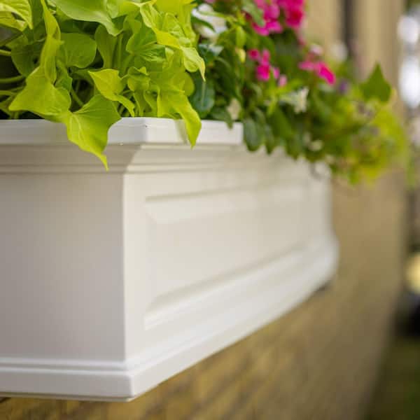 Mayne Nantucket 60 in. x 11.5 in. Self-Watering White Polyethylene