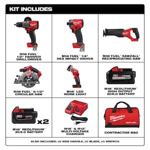M18 FUEL 18-Volt Lithium-Ion Brushless Cordless Combo Kit (5-Tool) with 8.0 Ah High Output Battery