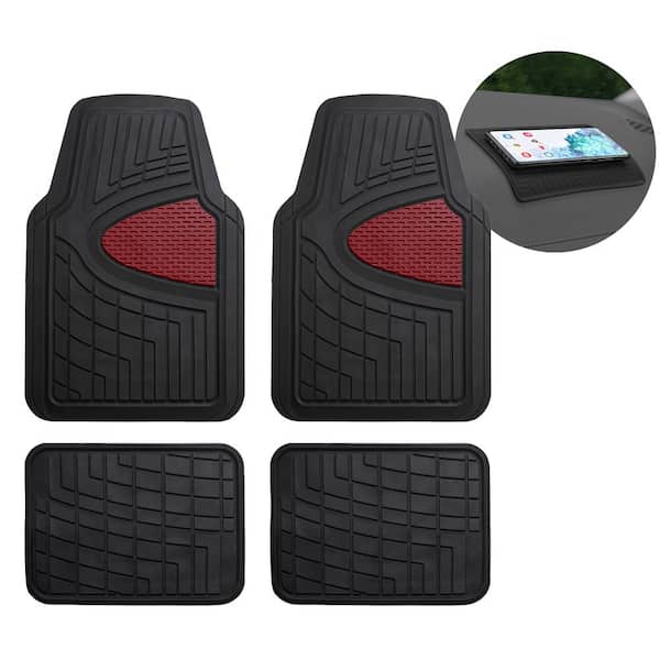 FH Group Burgundy 4-Piece Premium Liners Tall Channel Trimmable Rubber Car Floor Mats - Full Set