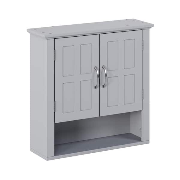 Gray Bathroom Wall Mounted Medicine Cabinet with Adjustable Shelves for Laundry Room & Kitchen & Living Room