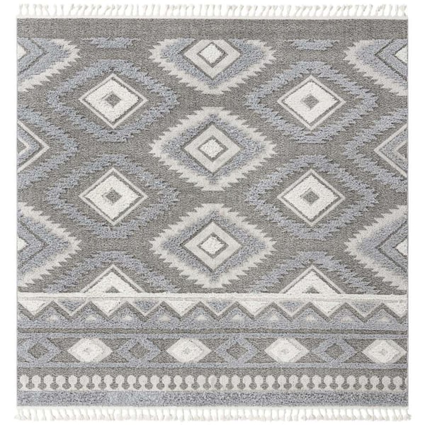 Unique Loom Boho Gigi Gray 9 ft. x 12 ft. Area Rug