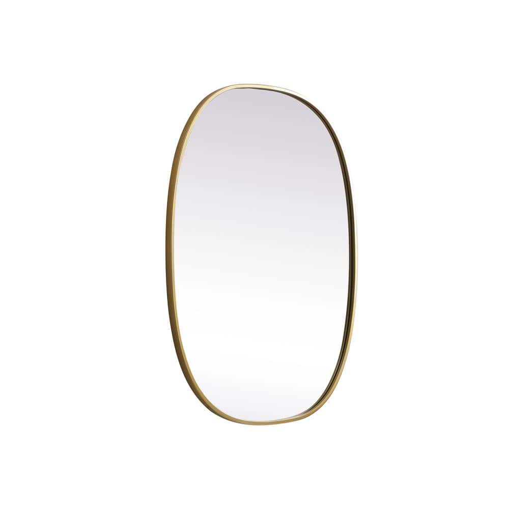 Brass Oval Metal Frame Bathroom Mirror