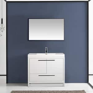 36 in. W x 20 in. D x 35 in. H Freestanding Bath Vanity in High Glossy White with White Glossy Resin Top