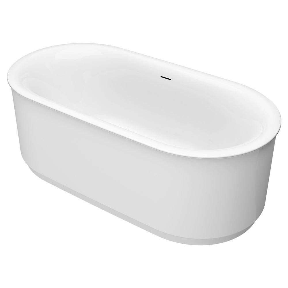 68'' White Freestanding Acrylic Soaking Bathtub