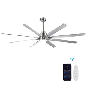 Light Pro 72 in. Smart Indoor Silver Standard Ceiling Fan with Remote Control and Integrated LED