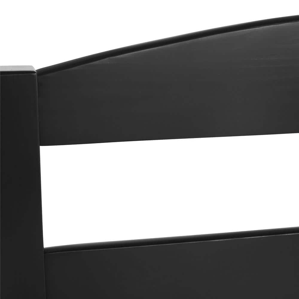 Braylon Minimalist Black Pine Twin Platform Bed with Headboard