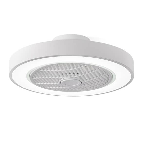 HINNIXY 20 in White Low Profile Ceiling Fan With LED light Remote