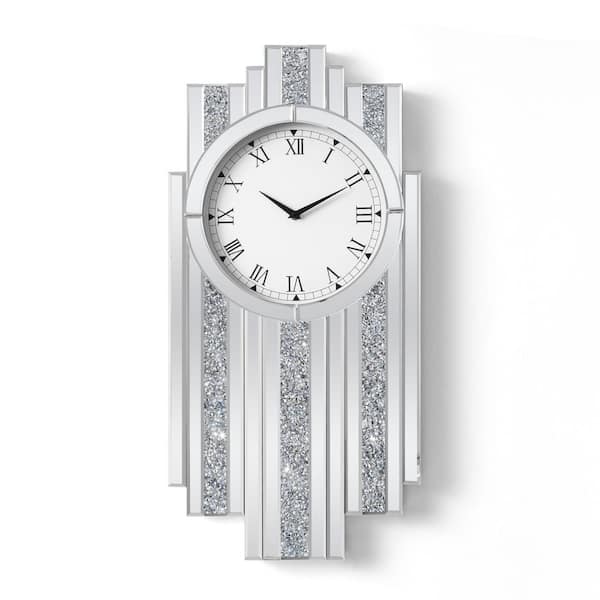 Modern Silver Glass Decorative Living Room Wall Clock