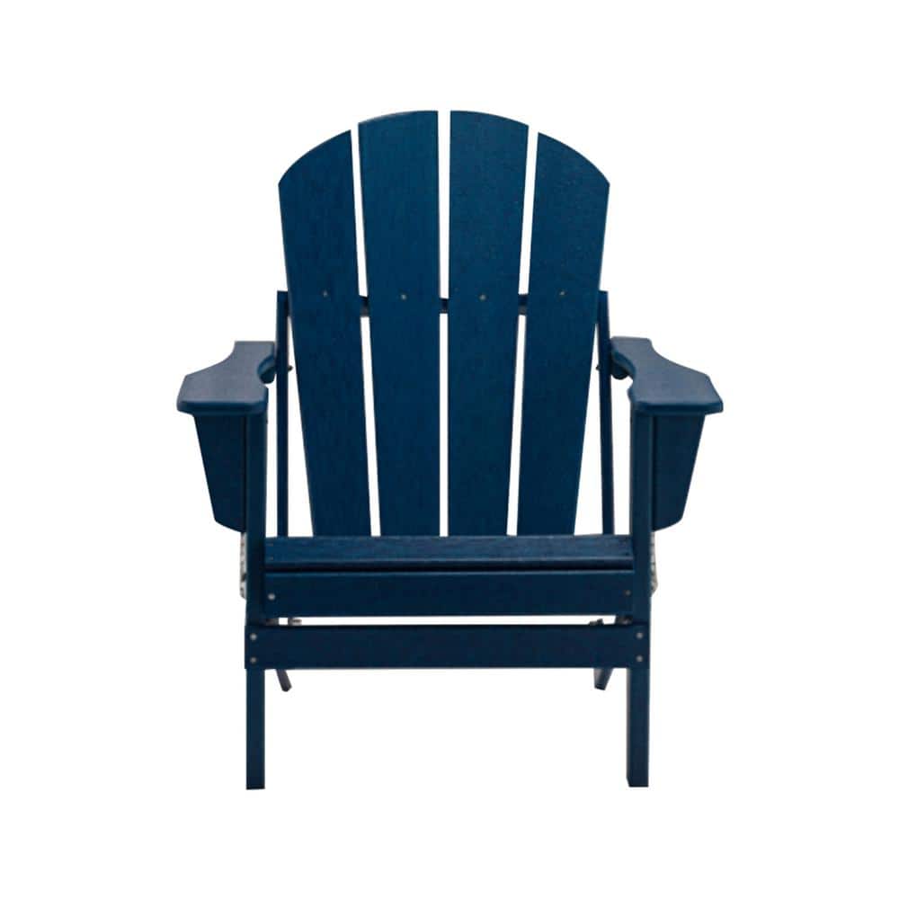 Classic Navy Blue Folding Plastic Adirondack Chair
