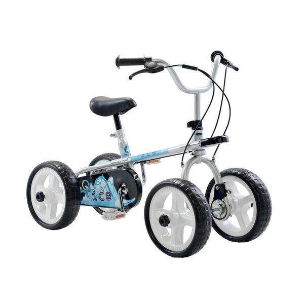 Quadrabyke Ice Kid's Cycle, 10 in. Wheels, 2, 3 or 4-Wheel Design, Boy's Bike in Blue