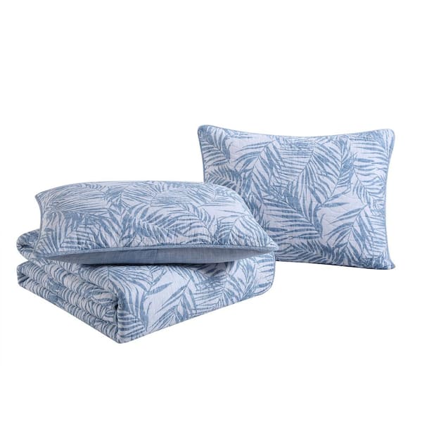 Tommy Bahama Palmday 3-Piece Blue Cotton King Quilt Set