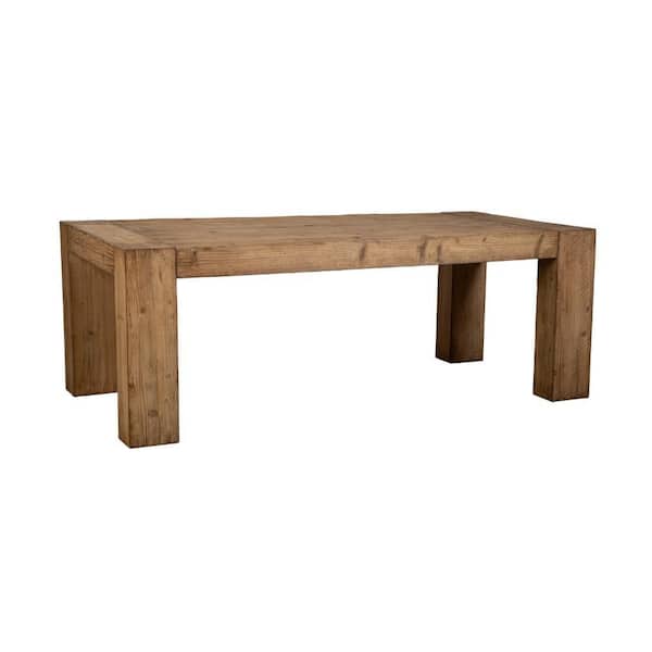 Mao Brown Wood 84 in. 4-Legs Dining Table Seats-6